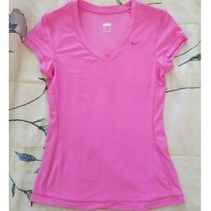 Nike Pink Fitdry V-neck Workout Tee